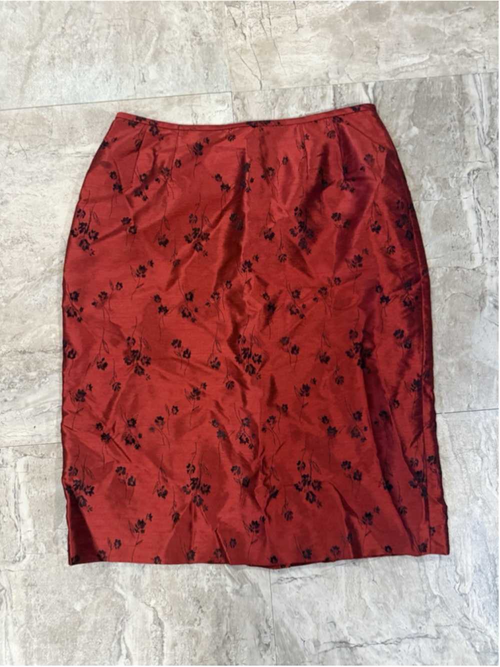 Y2K Le Suit Petite Red Dark Romantic Whimsigoth Pencil Skirt Back Hem Slit Sz 6